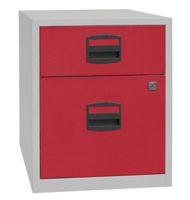 Rollcontainer PFA PFAM1S1F506 Metall kardinalrot/lichtgrau, 1 normale Schublade, mit extra Hängeregisterauszug, abschließbar