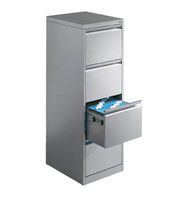 Hängeregistraturschränke einbahnig 4 Schubfächer silber