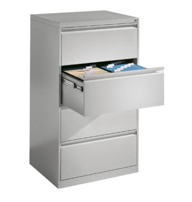 Hängeregistraturschränke doppelbahnig, 4 Schubfächer, lichtgrau