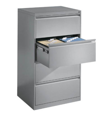 Hängeregistraturschränke doppelbahnig, 4 Schubfächer, silber