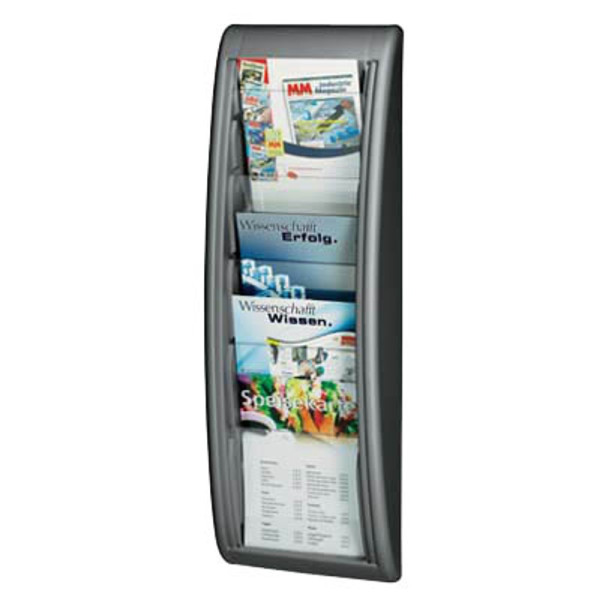 3660141239669 - Prospektwandhalter Paperflow Quickfit 5 Fächer im Format DIN A5 B 228 x T 95 x H 650 mm Polystyrol alufarben