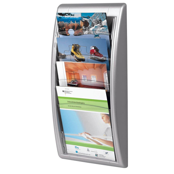 3660141239645 - Prospekthalter QUICK BLICK 29 x 65 x 95 cm (B x H x T) DIN A4 Polystyrol alu 4 Fächer