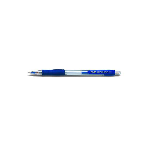 12 Stück Pilot Druckbleistift SUPER GRIP, H-187-SL-L 3012003, Härte HB, 0,7mm, blau/transparent, mit Radiergummi 4902505154546 Pilot