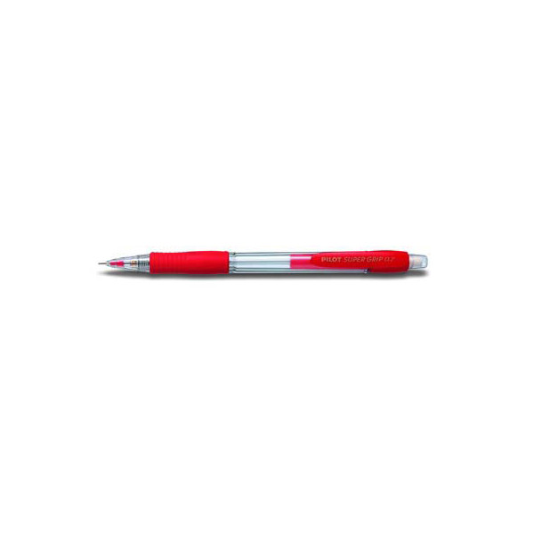 12 Stück Pilot Druckbleistift SUPER GRIP, HL-187-SL-R 30120002, Härte HB, 0,7mm, rot/transparent, mit Radiergummi 4902505154539 Pilot