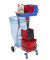 Reinigungswagen Varietta mit 3 Eimern + Presse rot/blau