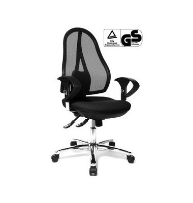 B&uuml;rostuhl Open Point SY Deluxe, schwarz / silber, mit Armlehnen, bis 110kg, ohne Kopfst&uuml;tze
