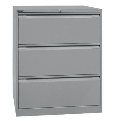 H&auml;ngeregistraturschrank DF3355 Office, silber, 3 Schubladen, 2-bahnig