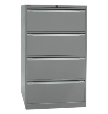 H&auml;ngeregistraturschrank DF4355 Office, silber, 4 Schubladen, 2-bahnig