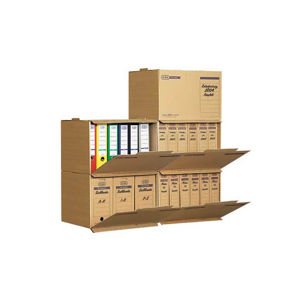 4002030120839 - Elba Archivcontainer Tric bis A4 Frontklappe stapelbar B 510 x T 330 x H 360 mm Wellpappe naturbraun 5 Stück 4002030120839 - Elba Archivcontainer Tric bis A4 Frontklappe stapelbar B 510 x T 330 x H 360 mm Wellpappe naturbraun 5 Stück