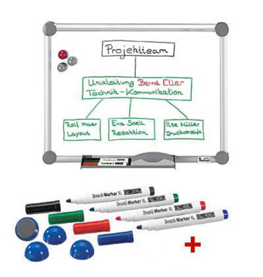 Whiteboard 2000 MAULpro 150 x 100cm emailliert Aluminiumrahmen inkl. Marker + Magnete