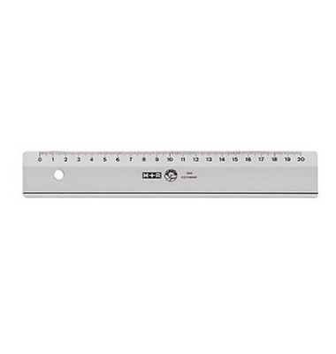 Kunststoff-Lineal 010200000 rauchgrau-transparent 20cm mit Facette und Tuschekante