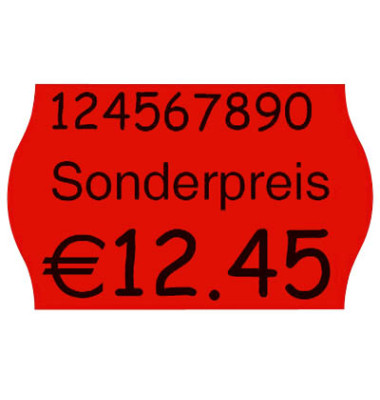 Preisetiketten 9420479, 26x16mm, leuchtrot permanent, 21.600 Etiketten