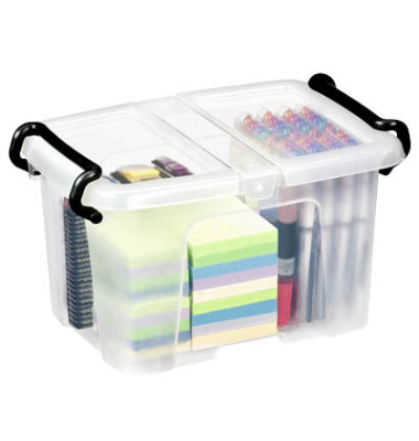 Aufbewahrungsbox Ablagebox HW670 2006700110, 6 Liter mit Deckel, für CDs, außen 300x225x183mm, Kunststoff transparent