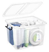 Aufbewahrungsbox Ablagebox HW674 2006740110, 40 Liter, mit Deckel, au&szlig;en 50x39,5x32,9cm, Kunststoff transparent