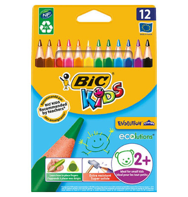 Buntstifte-Set ECOlutions Evolution Triangle 8297359, 12-farbig sortiert, 3-Kant-Schaft, Etui