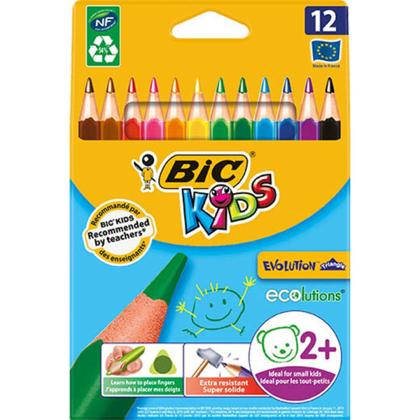 Bic Buntstifte-Set ECOlutions Evolution Triangle 8297359, 12-farbig sortiert, 3-Kant-Schaft, Etui 3086124001632 Bic 12 Stück