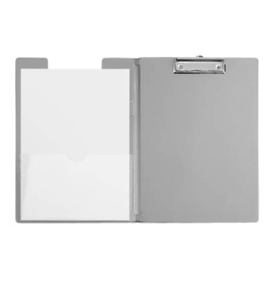 Klemmbrettmappe mit Folienüberzug 2339295, A4, silber, Karton mit Kunststoffüberzug, inkl Aufhängeöse