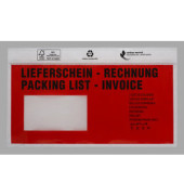 Lieferscheintaschen UNIPACK Premium 722V0000101 Din Lang "LIEFERSCHEIN - RECHNUNG" selbstklebend 
