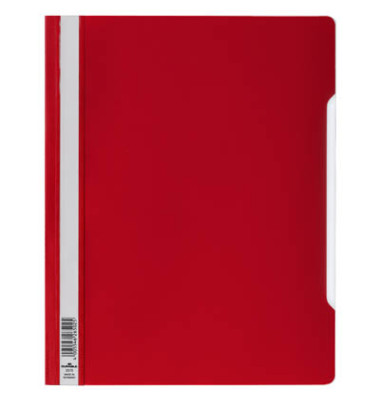 Schnellhefter 257003, A4+, rot, Polyvinylchlorid (PVC), Vorderdeckel transparent