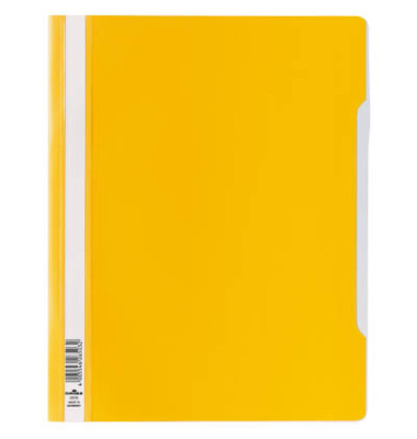Schnellhefter 257004, A4+, gelb, Polyvinylchlorid (PVC), Vorderdeckel transparent