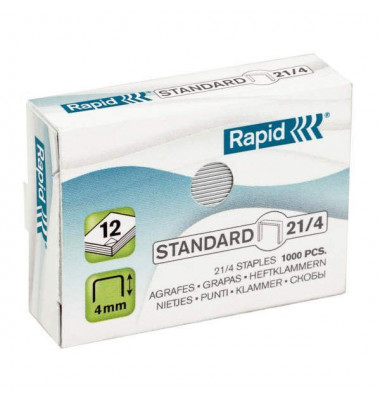 Heftklammern Standard 21/4, 24867600, Stahldraht verzinkt, Heftleistung 12 Blatt max.