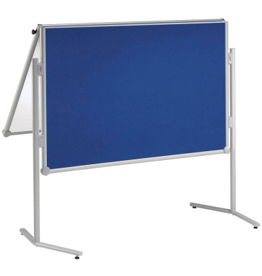 Kombistellwand professionell, klappbar, 6380782, Tafel: 150x120cm (HxB), Filz/Whiteboard, Aluminium