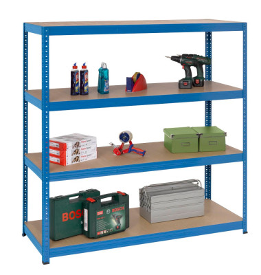 Weitspannregal 150,0 x 80,0 x 240,0 cm blau 4 Fachböden