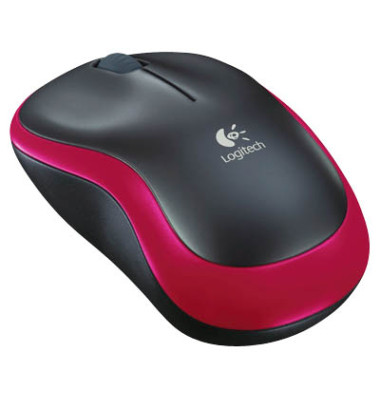 PC-Maus Wireless Mouse M185 910-002240, 3 Tasten, kabellos, USB-Funk, optisch, schwarz, rot