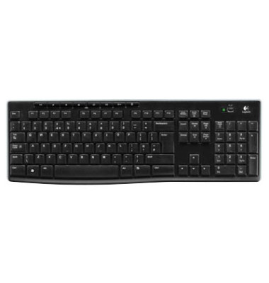 PC-Tastatur Wireless Keyboard K270 920-003052, kabellos (USB-Funk), leise, Sondertasten, Unifying-Empfänger, schwarz