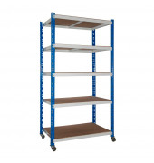 Rollregal 100 x 60 x 180cm lichtgrau/blau 5 Fachb&ouml;den