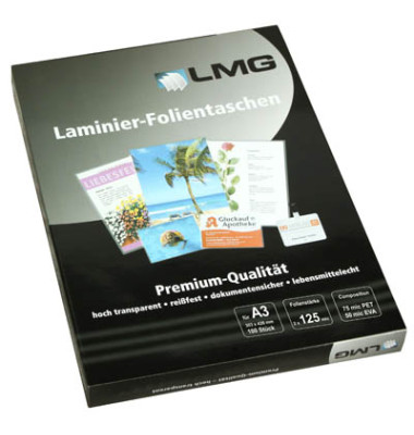 Laminierfolien LMGA3-125, A3, 303x426mm, 125mic, glänzend