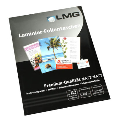 Laminierfolien LMGA3-125M-25, A3, 303x426mm, 125mic x2, matt