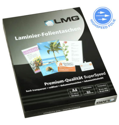 Laminierfolien Fast-Foil LMGA4-125SS, A4, 216x303mm, 125mic x2, glänzend