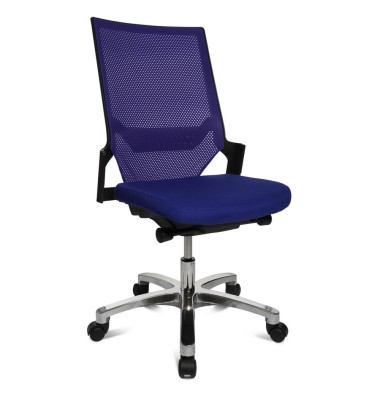 Bürostuhl Autosyncron-1-Alu, blau / silber, bis 110kg