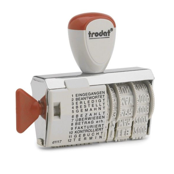 0092399143406 - Text- und Datumsstempel 1117 mit 12 Texten + Datum Metall Kunststoff Schrifthöhe 4mm