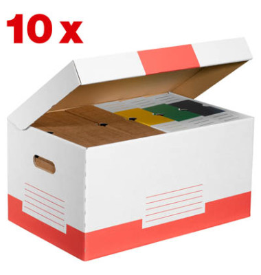 Archivcontainer 276485, weiß/rot, innen 52,3x26x34,5cm, Karton Archivcontainer 276485, weiß/rot, innen 52,3x26x34,5cm, Karton