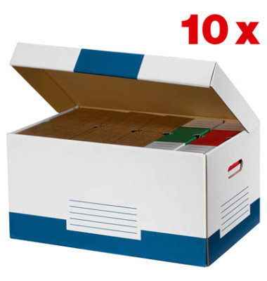 Archivcontainer 278460, weiß/blau, innen 52,3x26x34,5cm, Karton
