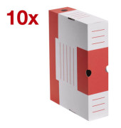 Archivbox 278434, A4, weiß/rot, innen 32,5x24,5x7,7cm, stabile Wellpappe