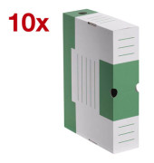Archivbox 278436, A4, weiß/grün, innen 32,5x24,5x7,7cm, stabile Wellpappe