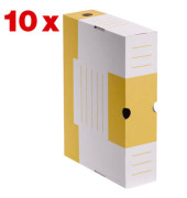 Archivbox 278437, A4, weiß/gelb, innen 32,5x24,5x7,7cm, stabile Wellpappe