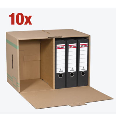 Archivcontainer 10 Stück braun für 6 Archivboxen mit 8cm Rücken 49 l