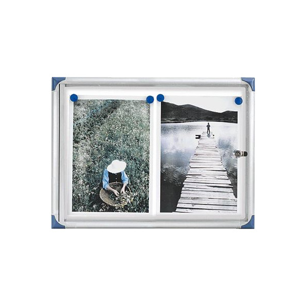 5028252158732 - Schaukasten 2 x A4 extraflach Metallrückwand weiß magnetisch 5028252158732 Nobo