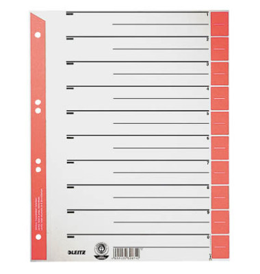 Trennblätter 1652 1652-30-25 A4 grau/rot 230g Recyclingkarton