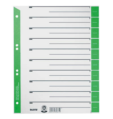 Trennblätter 1652 1652-30-55 A4 grau/grün 230g 