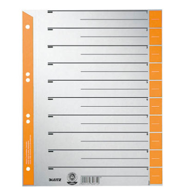 Trennblätter 1652 A4 grau/orange farbige Taben 230g 100 Blatt