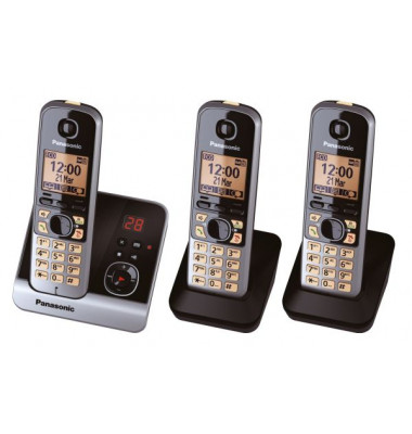 Schnurlostelefonset KX-TG6723 (Basis + 3 Mobilteile) schwarz