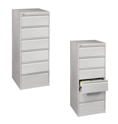 Karteischrank A5 lichtgrau 6 Schübe doppelbahnig