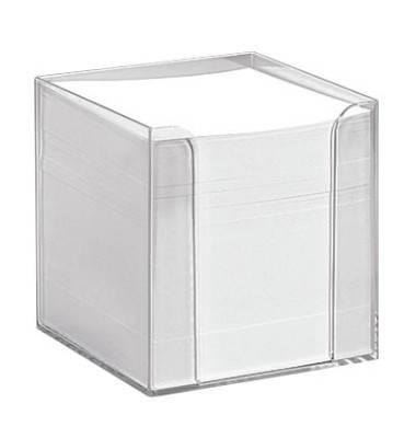 Zettelbox 9900, 9,5x9,5x9,5cm, transparent, Kunststoff, inkl.: 700 Notizzettel