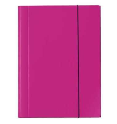 Eckspannmappe VELOCOLOR® 4442371, A4 pink Karton 350g, mit 3 Einschlagklappen