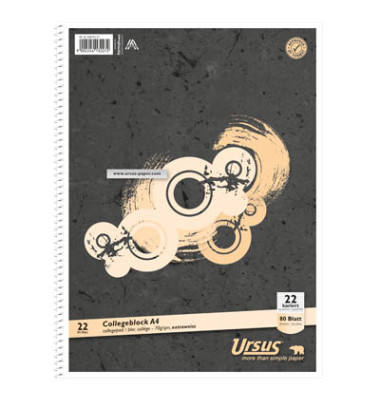 Collegeblock 04433020, Muster, Lineatur 22 / kariert mit Rand innen, A4, 70g, grau, 80 Blatt